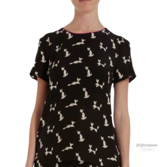 Piamita Tops - Barney’s Piameta Geometric Cat Silk Blouse L EUC